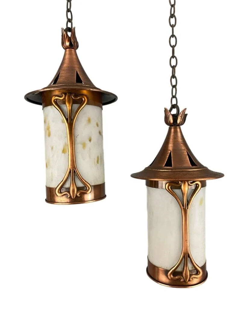 Copper Art Nouveau Style Lantern (22493) SOLD