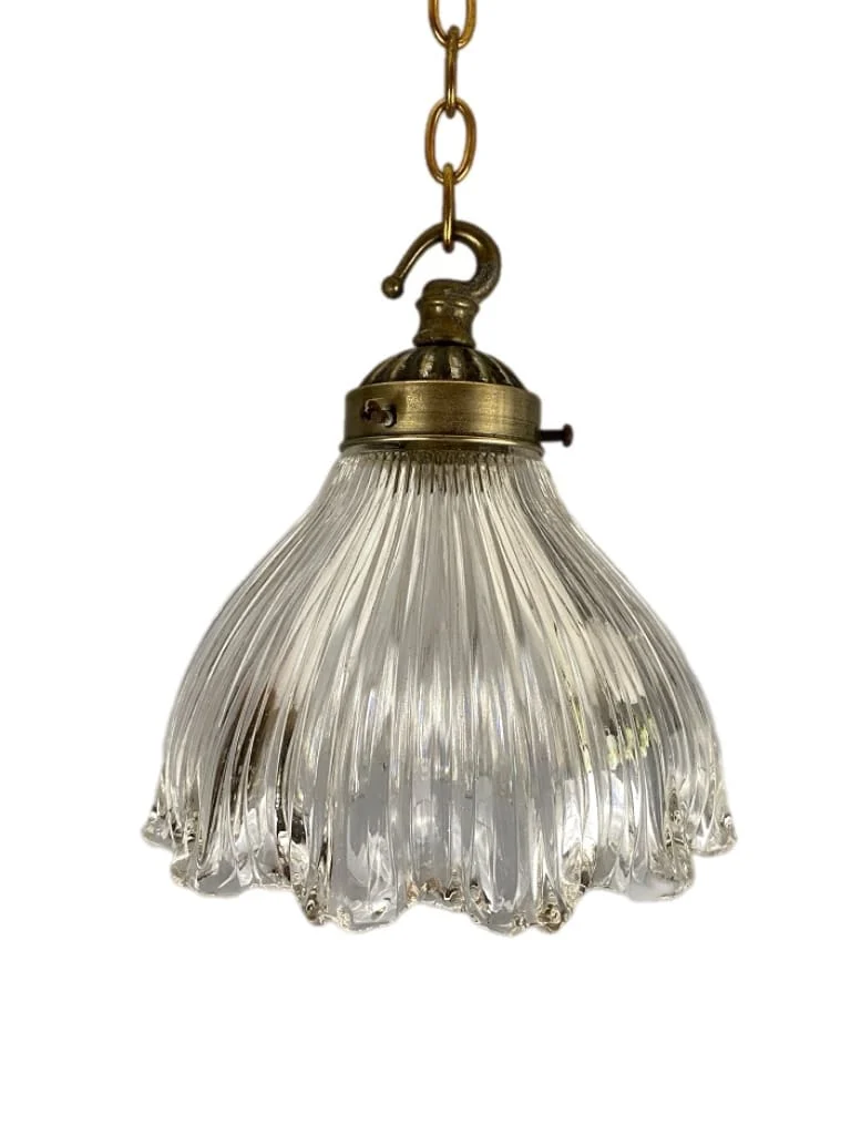 Small Holophane Glass Pendant Light (32149) SOLD