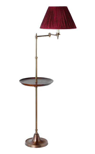 F2-010 - Smartie Minor Swing Arm Floor Lamp with 14" Adjustable Lipped Cherrywood Table