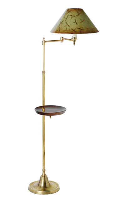 F2-011 - Smartie Minor Swing Arm Floor Lampwith 9" Adjustable Lipped Cherrywood Table